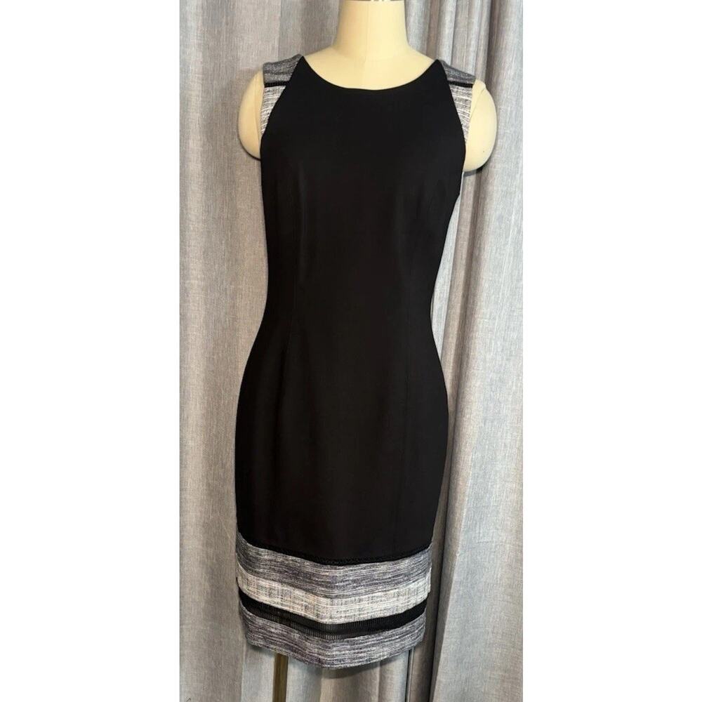 WHBM BLACK TWEED BORDER DRESS SLEEVELESS SHEATH SIZE 4 NWT - Picture 5 of 16